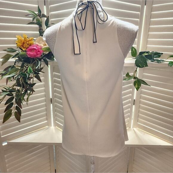 PROENZA SCHOULER CREAM SLEEVELESS BLOUSE WITH RIBBON TIE BACK SIZE 4 - Picture 2 of 8